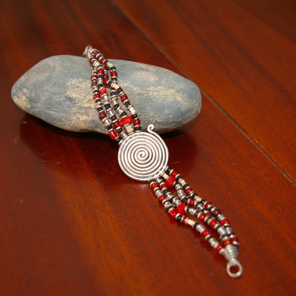 Silver Color  Beaded multi-stranded Bracelet